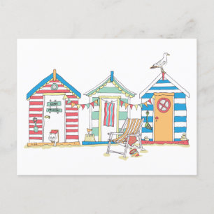 Carte Postale Les huttes de plage en bord de mer d'été dans le s