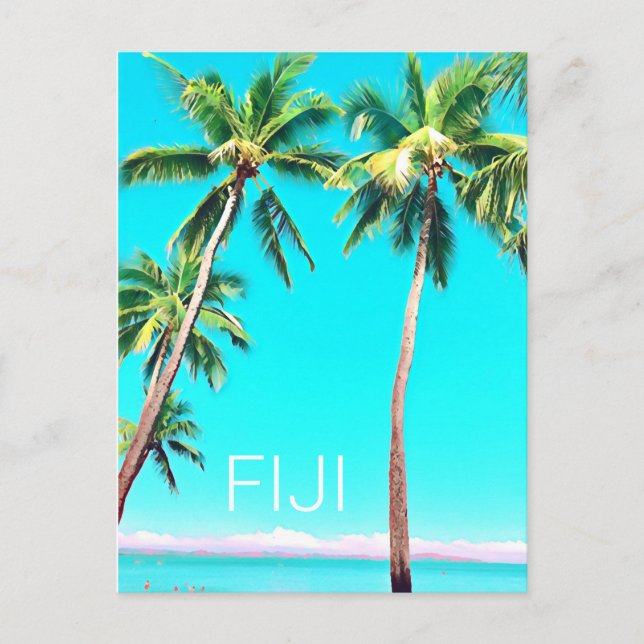 Carte Postale Les îles Fidji voyagent avec les cocotiers tropica (Devant)