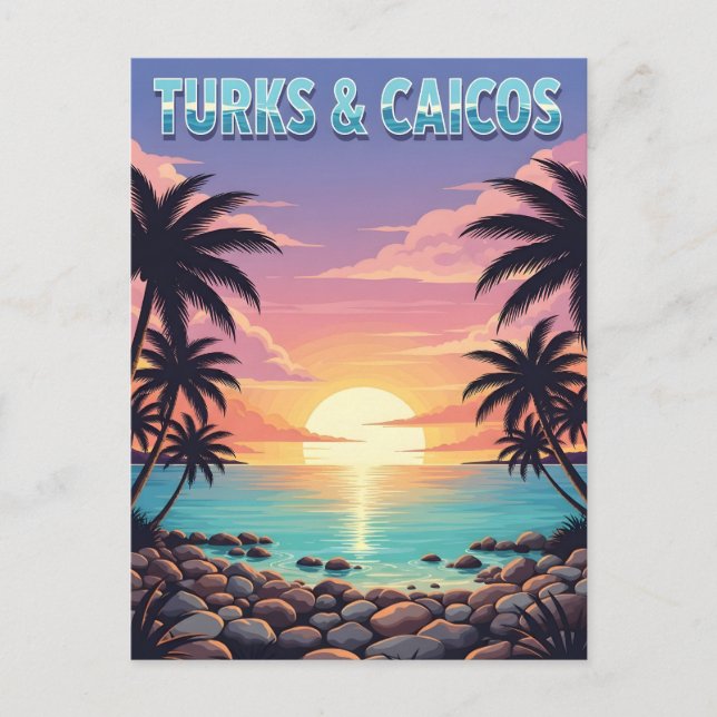 Carte Postale Les îles Turques et Caïques coucher de soleil trop (Devant)