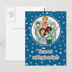 Carte Postale Les infirmières sont de vrais anges sur Terre