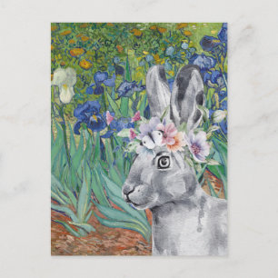 Carte Postale Les Iris de Van Gogh et Lapin Fantaisie