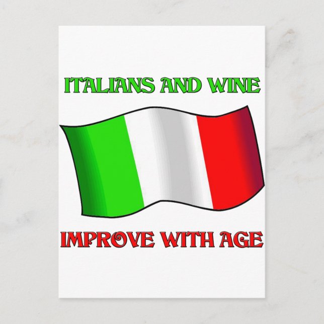 Carte Postale Les Italiens et le vin, s'améliorent avec l'âge (Devant)