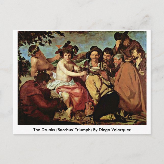 Carte Postale Les ivrognes (Triomphe De Bacchus) Par Diego Velaz (Devant)