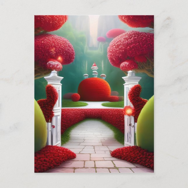 Carte Postale Les jardins rouges des pays des merveilles (Devant)