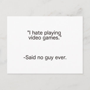 Carte Postale Les Jeux Vidéo De Haine Ont Dit Aucun Homme Jamais