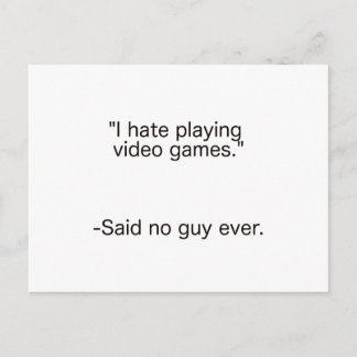 Carte Postale Les Jeux Vidéo De Haine Ont Dit Aucun Homme Jamais