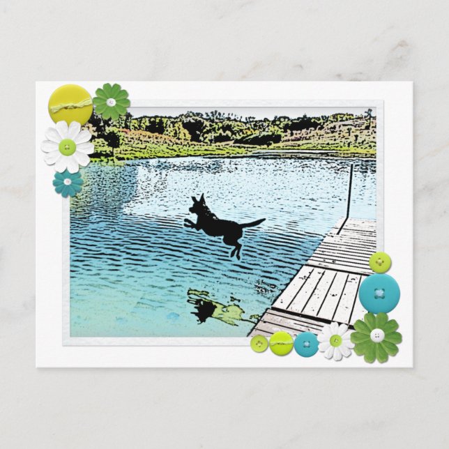 Carte Postale Les jours de chien de l'été au lac (Devant)