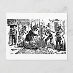 Carte Postale "Les joyeuses Calaveras nettoyantes de rue"