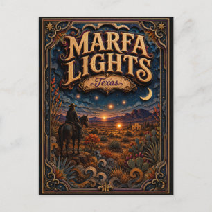 Carte Postale Les légendes de lumières de Marfa Texas Popcut