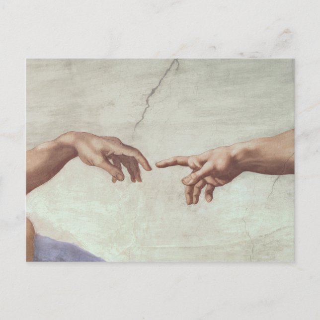 Carte Postale Les mains de Dieu et Adam (Devant)