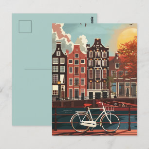 Carte Postale Les maisons du canal d'Amsterdam