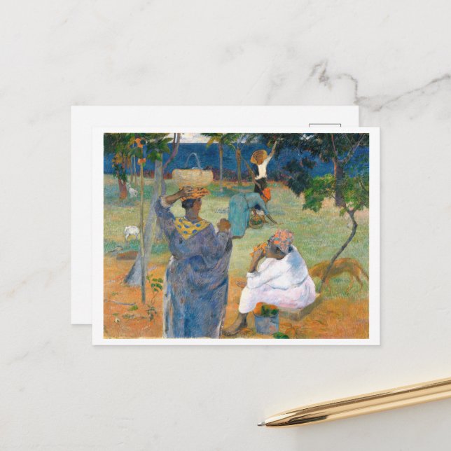 Carte Postale Les Mangos, Martinique 1887, par Paul Gauguin (Devant/Arrière en situation)