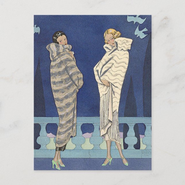 Carte Postale Les manteaux de fourrure du lac par George Barbier (Devant)