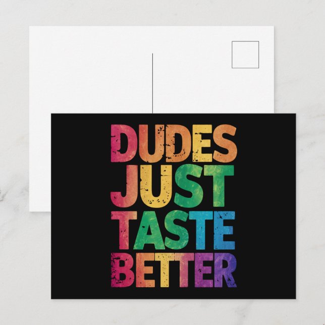 Carte Postale Les mecs Goûtent juste un meilleur Gay pride déses (Devant / Derrière)