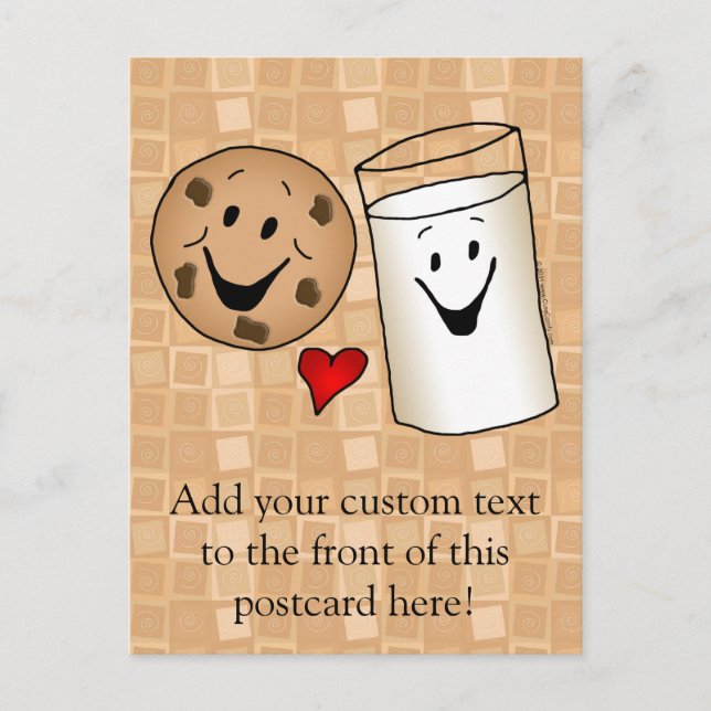 Carte Postale Les meilleurs amis, les cookies aiment le lait (Devant)