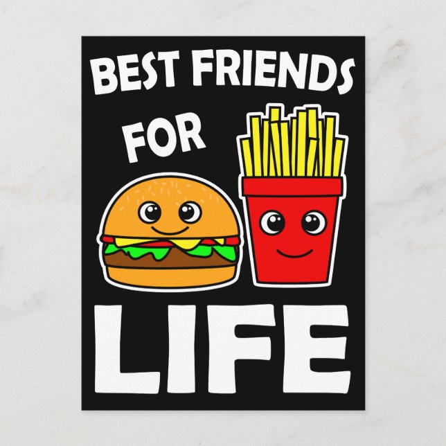 Carte Postale Les Meilleurs Amis Pour La Vie Burger Et Fries Fra (Devant)