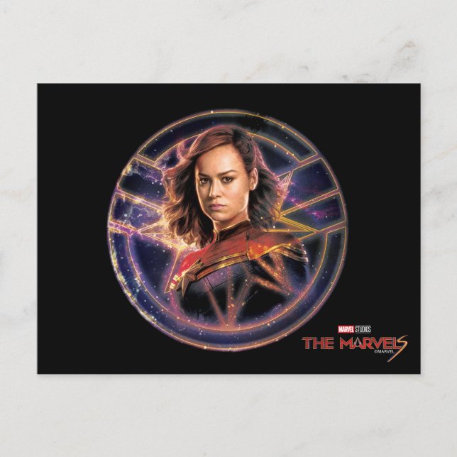 Carte Postale Les merveilles de Marvel Badge rond Captain Marvel (Devant)