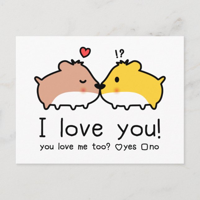 Carte Postale Les mignons hamsters en amour (Devant)