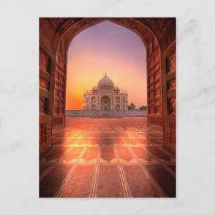 Carte Postale Les monuments Taj Mahal, Inde au coucher du sole