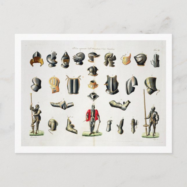 Carte Postale Les morceaux distincts de l'armure d'un chevalier, (Devant)