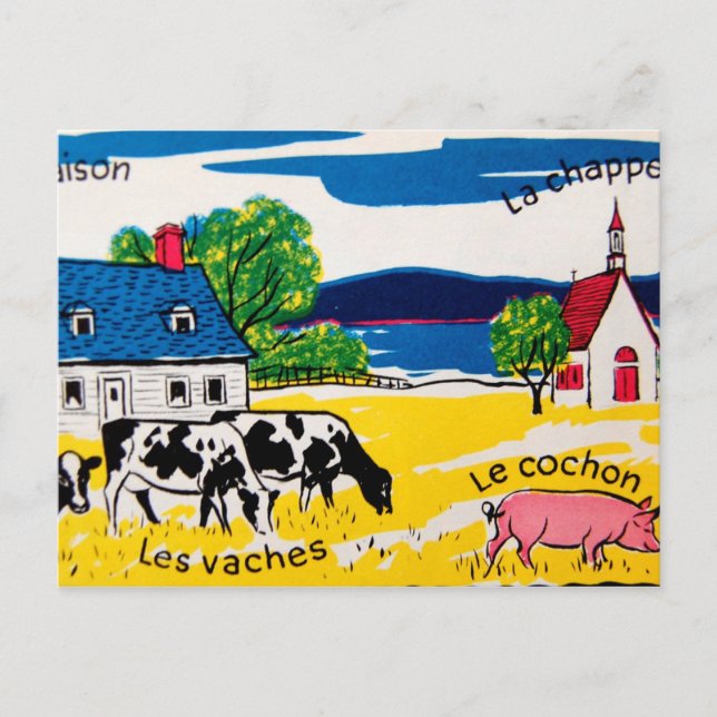 Carte Postale Les mots français sur la ferme (Devant)