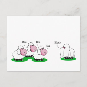 Carte Postale Les moutons déguisés en fantôme d'Halloween allant