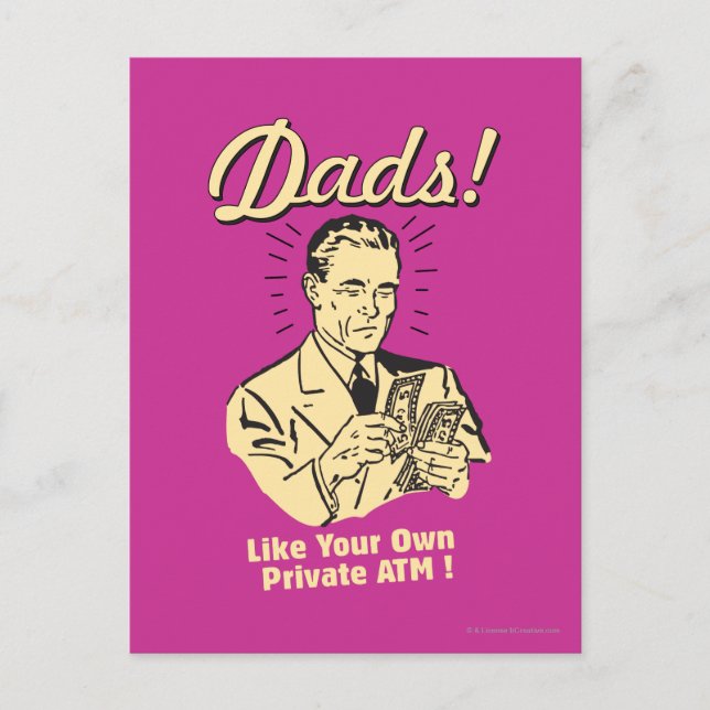 Carte Postale Les papas : Comme son propre distributeur de bille (Devant)