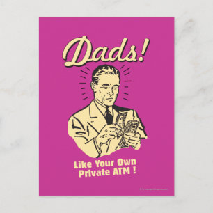 Carte Postale Les papas : Comme son propre distributeur de bille