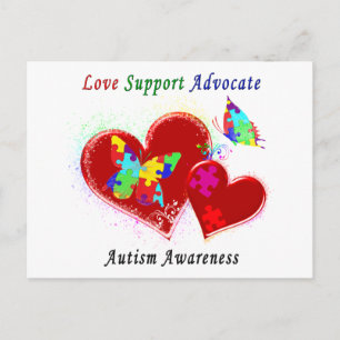 Carte Postale Les papillons autistes dans les coeurs
