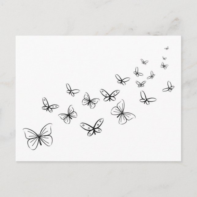 Carte Postale Les papillons dansent à travers la page (Devant)