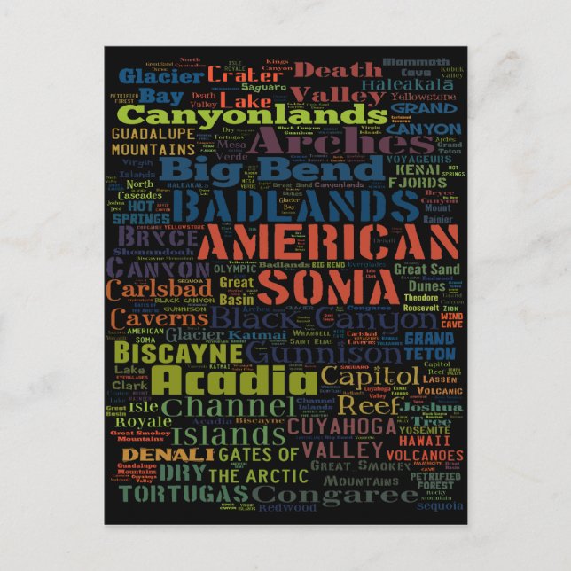 Carte Postale Les parcs nationaux des États-Unis (Devant)