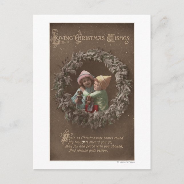 Carte Postale Les petits enfants qui s'embrassent (Devant)