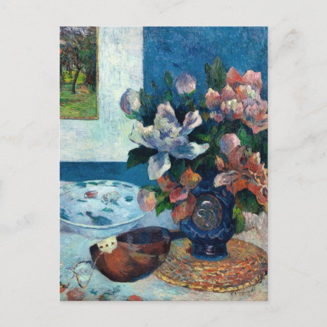 Carte Postale Les pivoines chinoises et mandoline | Paul Gauguin (Devant)
