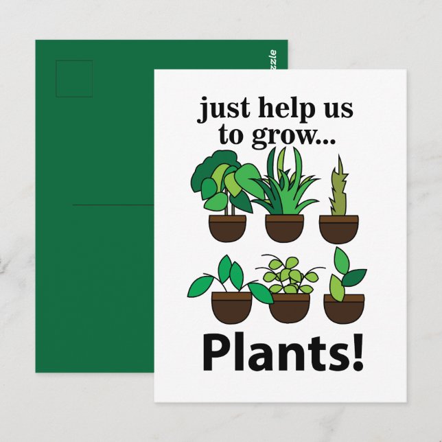 Carte Postale Les plantes Nous Aident Juste À Développer Les Pla (Devant / Derrière)