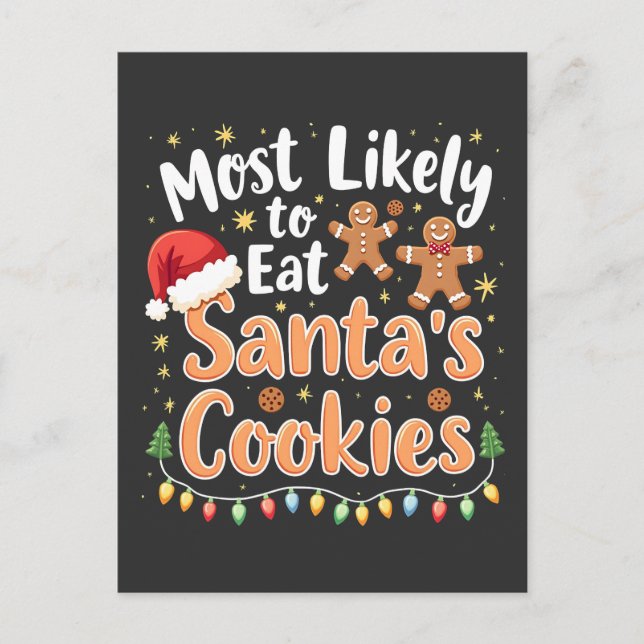 Carte Postale Les plus susceptibles de manger Père Noël Cookies  (Devant)
