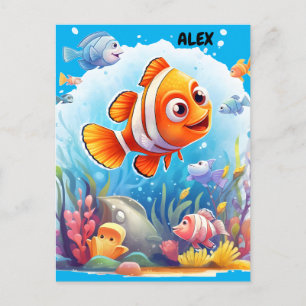 CARTE POSTALE LES POISSONS COLORÉS