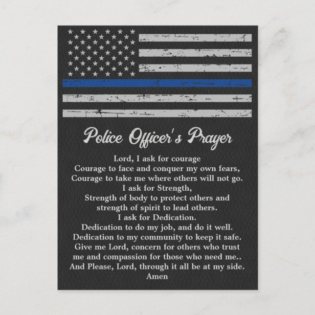 Carte Postale Les policiers prient Mince Ligne Bleue (Devant)