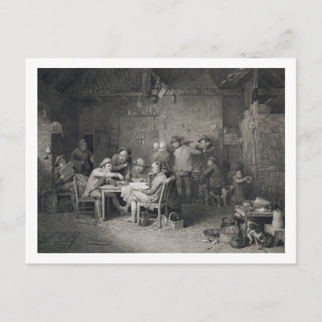 Carte Postale Les politiciens du village, gravé par Abraham Raim (Devant)