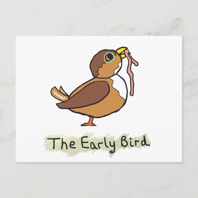 Carte Postale Les Premiers Oiseaux Attrapent Le Ver (Devant)