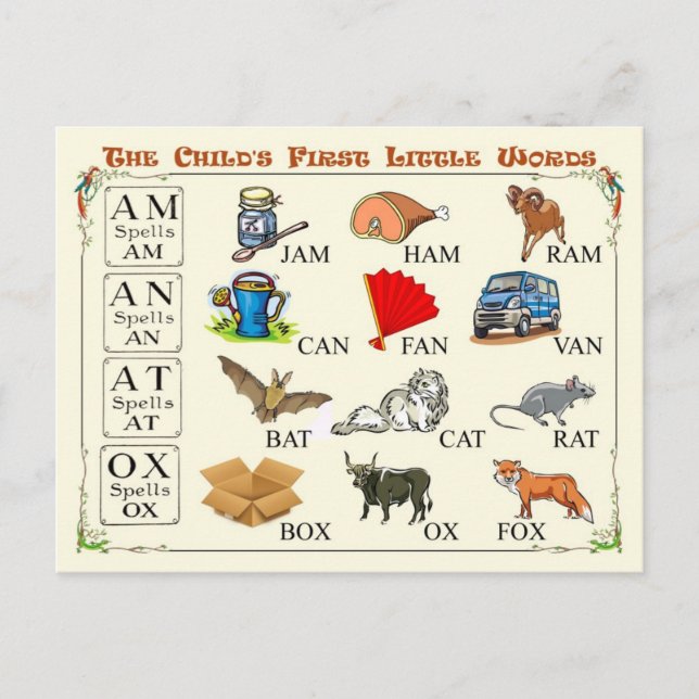 Carte Postale Les premiers petits mots de l'enfant (Devant)
