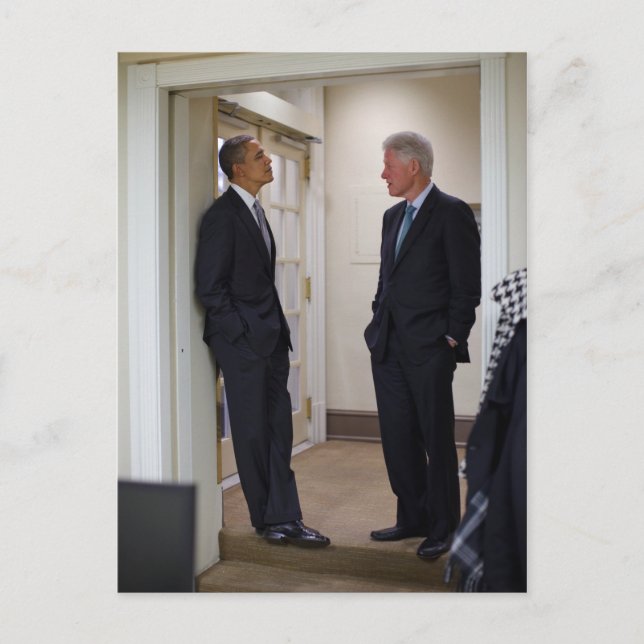 Carte Postale Les présidents Barack Obama et Bill Clinton (Devant)