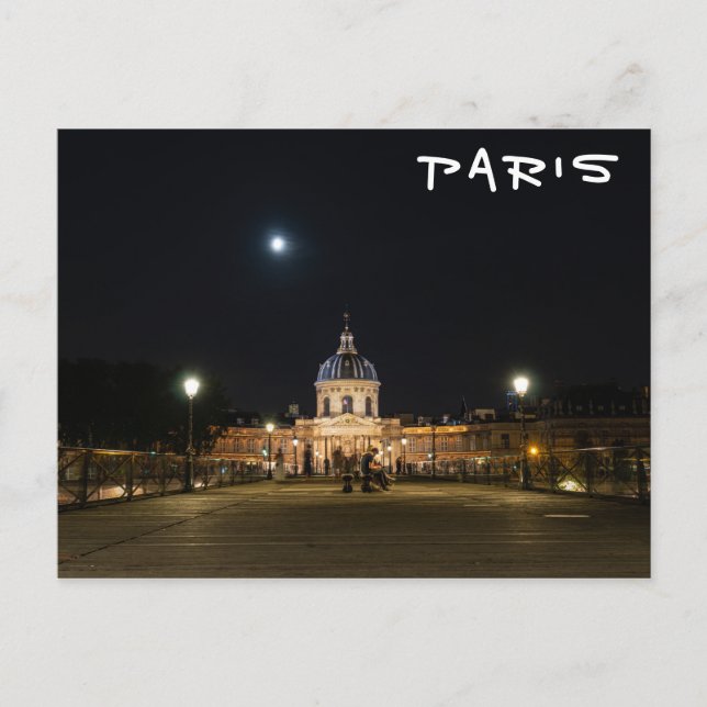 Carte Postale Les promeneurs sur le pont des Arts la nuit - Pari (Devant)