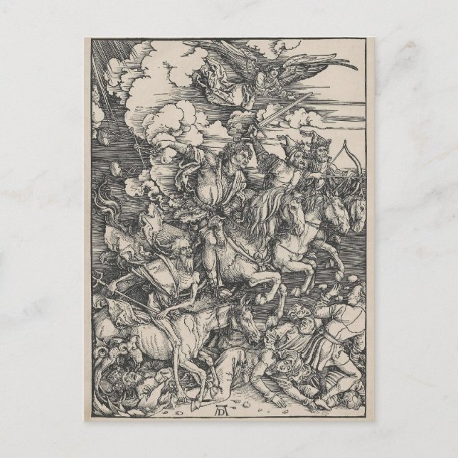 Carte Postale Les quatre cavaliers de l'Apocalypse par Durer (Devant)