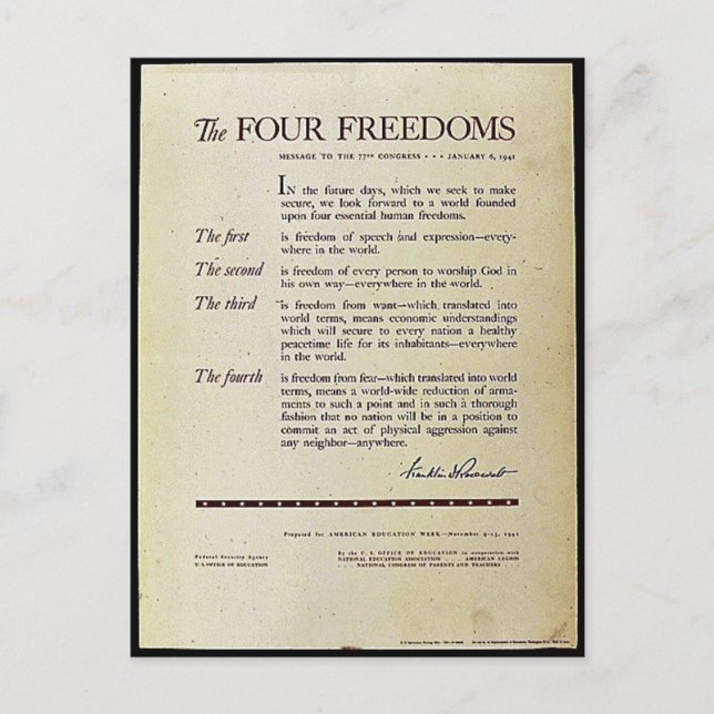 Carte Postale Les Quatre Libertés (Devant)