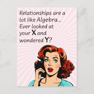 Carte Postale Les relations sont comme Algebra Funny Quip