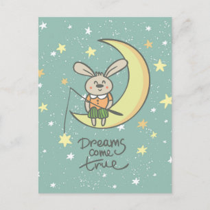 Carte Postale Les rêves deviennent réalité   Lapin sur la Lune