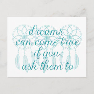 Carte Postale Les rêves peuvent devenir Turquoises Slogan Dreamc