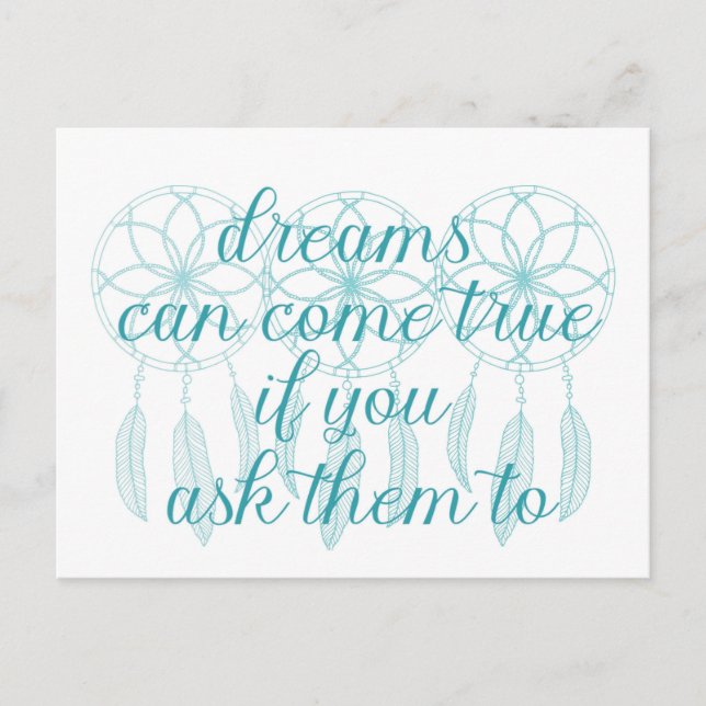 Carte Postale Les rêves peuvent devenir Turquoises Slogan Dreamc (Devant)
