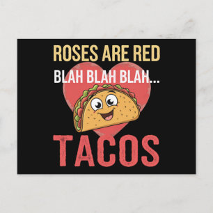 Carte Postale Les roses sont Red Blah Tacos Valentines Jour de l