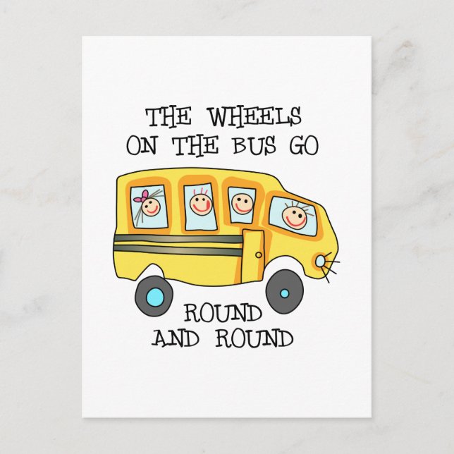 CARTE POSTALE LES ROUES SUR LE BUS (Devant)
